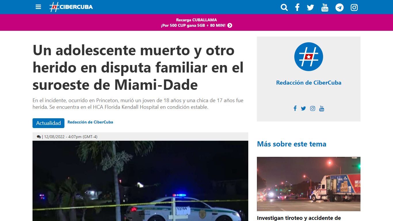 Un adolescente muerto y otro herido en disputa familiar en el suroeste ...